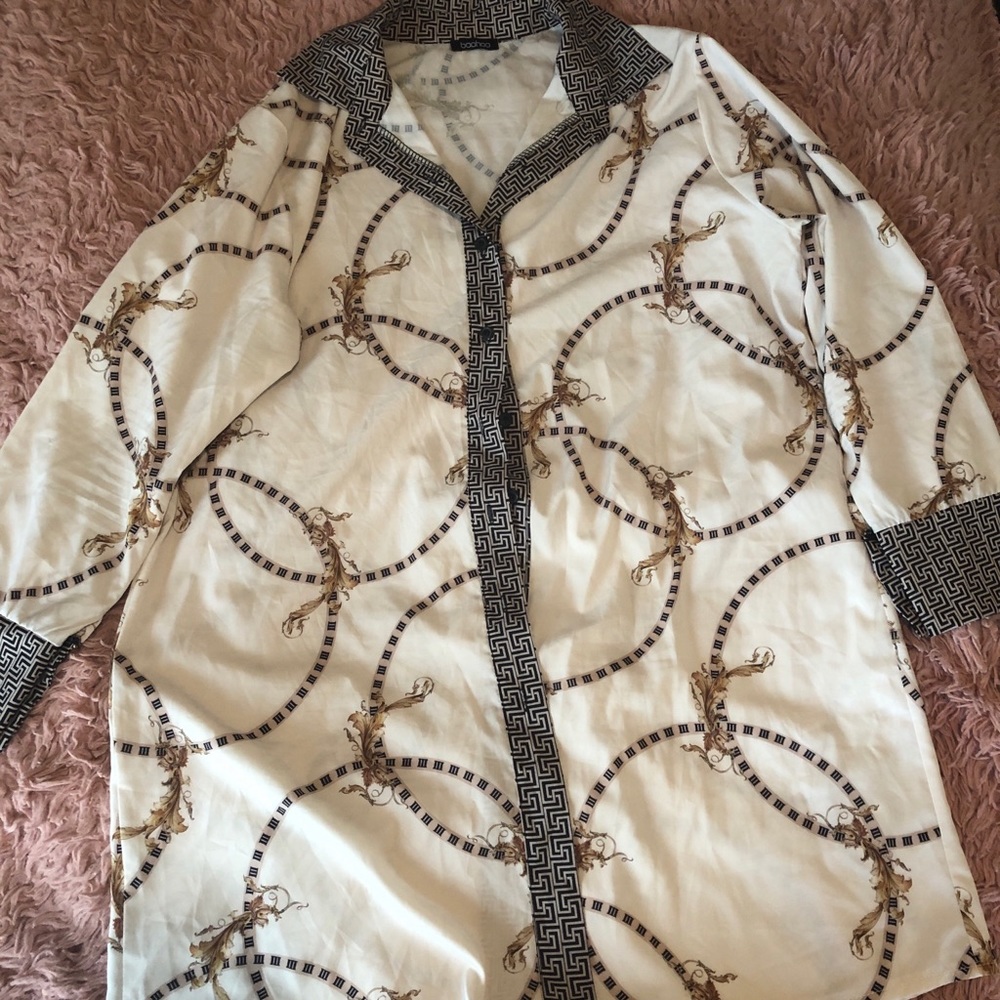 Boohoo contrast chain shirt dress